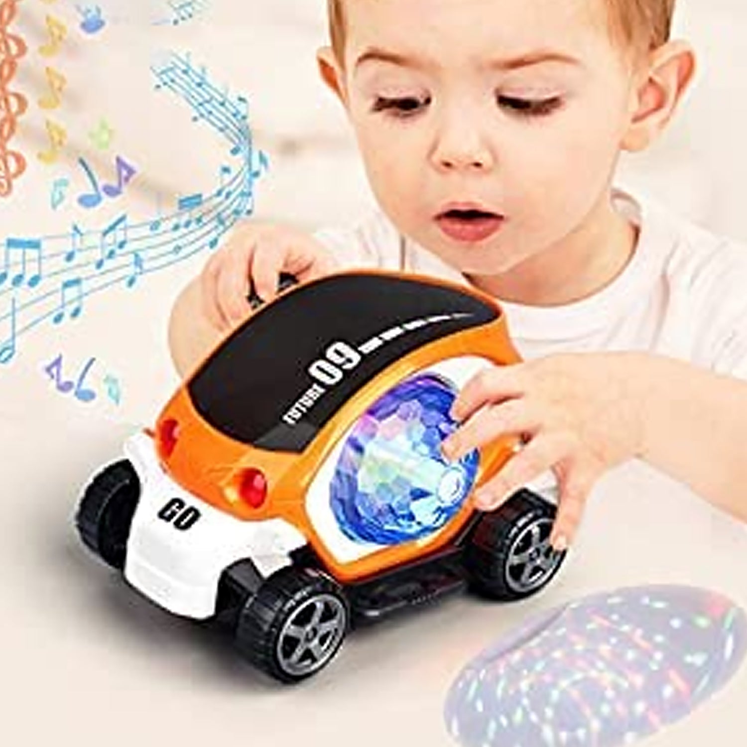 17922 Plastic 360 Degree Rotating Stunt Car Toy for Kids - Bump and Go Action with 4D Lights and Music, Plastic Mini Car with Disco Ball (1 Pc / Battery Not Included) 17922 Plastic 360 Degree Rotating Stunt Car Toy for Kids - Bump and Go Action with 4D Lights and Music, Plastic Mini Car with Disco Ball (1 Pc / Battery Not Included)